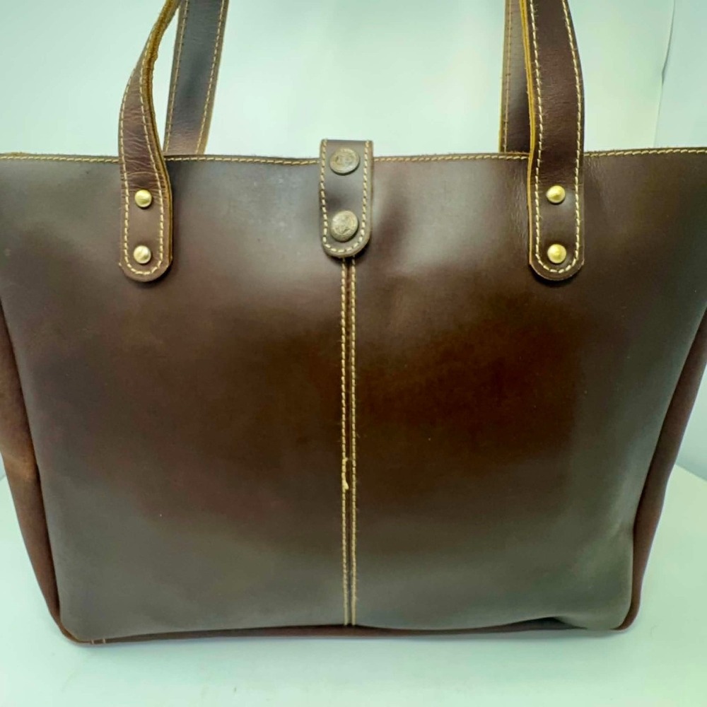 Great Seal State of Oklahoma Handmade Full Grain Leather Tote Bag Brown Artisan